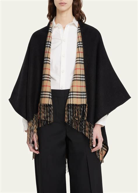 burberry check detail wool hooded cape|Reversible Check Wool Cape in Candle .